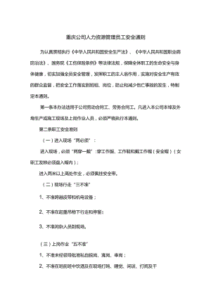 重庆公司人力资源管理员工安全通则.docx