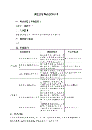 铁道机车专业教学标准.docx