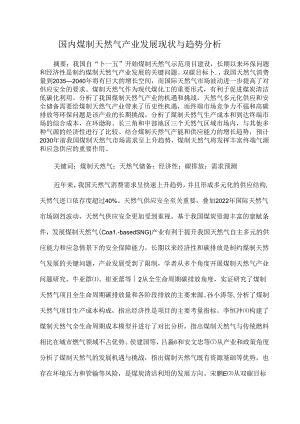 国内煤制天然气产业发展现状与趋势分析.docx