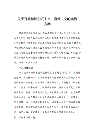 关于开展形式主义、官僚主义集中整治工作方案五篇.docx