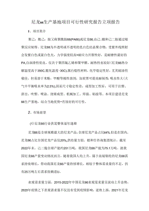 尼龙66生产基地项目可行性研究报告立项报告.docx