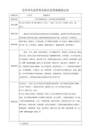 宫外孕失血性休克应急预案演练记录.docx