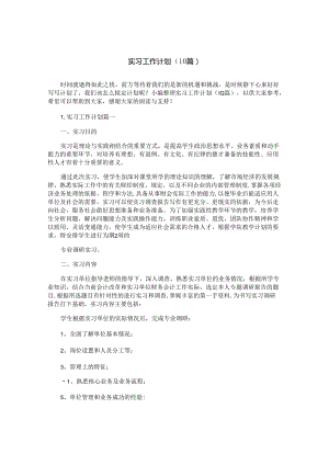 实习工作计划（10篇）.docx