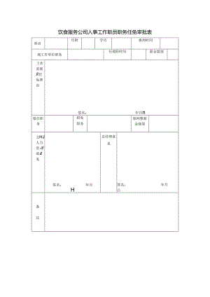 饮食服务公司人事工作职员职务任免审批表.docx