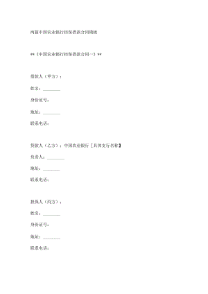 两篇中国农业银行担保借款合同模板.docx