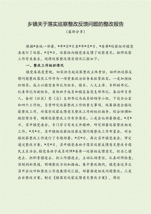 乡镇关于落实巡察整改反馈问题的整改报告（最新分享）.docx