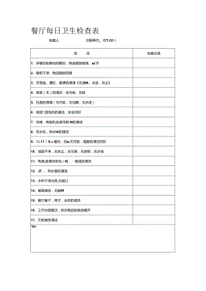 餐厅每日卫生检查表.docx
