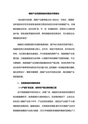 储能产业发展面临的问题及对策建议.docx