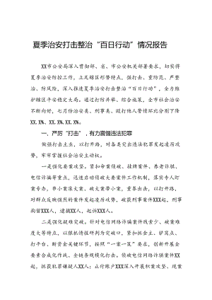 十二篇2024年公安局推进夏季治安打击整治“百日行动”总结汇报.docx