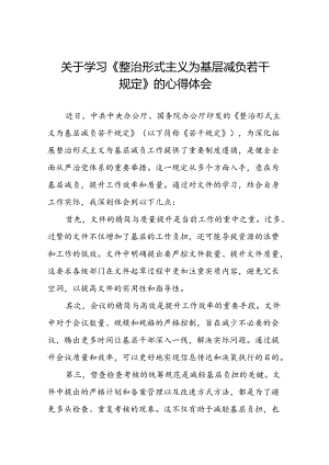 关于《整治形式主义为基层减负若干规定》的学习体会十篇.docx