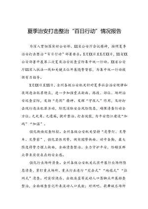 公安夏季治安打击整治“百日行动”进展情况汇报八篇.docx