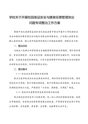 乡中心学校食品安全和膳食经费管理专项整治实施方案(9篇).docx