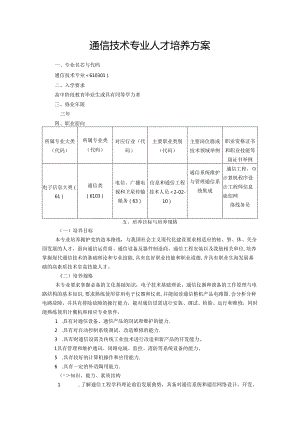 职业技术学校通信技术专业人才培养方案.docx