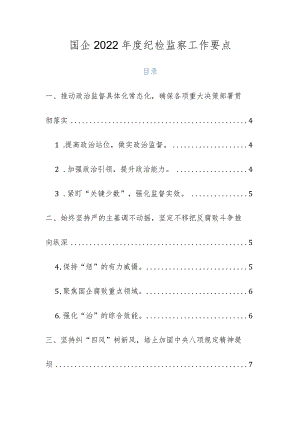 国企2022年度纪检监察工作要点.docx