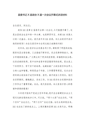 县委书记X县政协X届一次会议开幕式讲话材料.docx