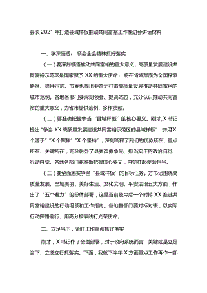 县长2021年打造县域样板推动共同富裕工作推进会讲话材料.docx