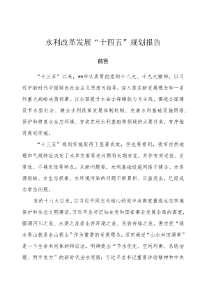 水利改革发展“十四五”规划报告.docx