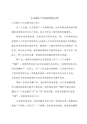 公司团队户外拓展训练心得.docx