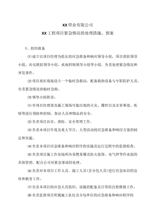 XX焊业有限公司XX工程项目紧急情况的处理措施、预案（2024年）.docx