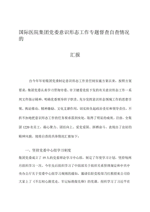 国际医院医疗集团党委意识形态工作汇报.docx