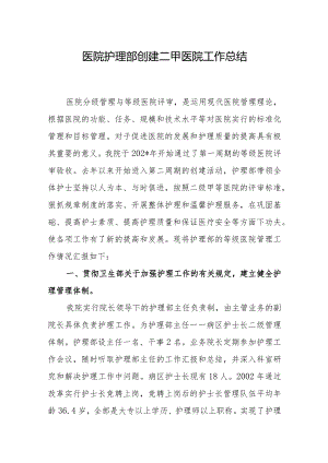 医院护理部创建二甲医院工作总结.docx