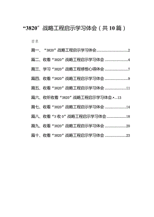 “3820”战略工程启示学习体会10篇供参考.docx
