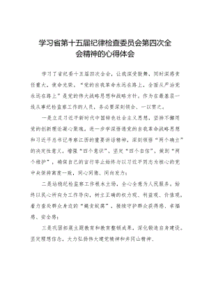 2024年省纪委十五届四次全会精神心得体会十五篇.docx