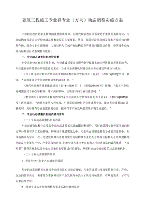 建筑工程施工专业群专业（方向）动态调整实施方案.docx