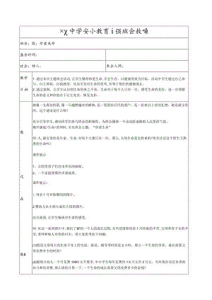 “珍爱生命”主题班会教案.docx