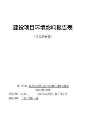 镁精炼渣综合利用项目环评报告书.docx
