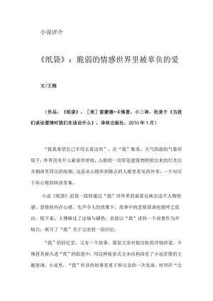 《纸袋》：脆弱的情感世界里被辜负的爱.docx