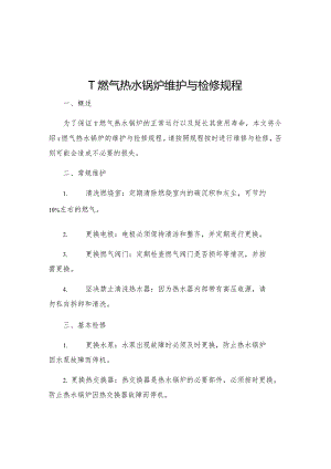 T燃气热水锅炉维护与检修规程.docx