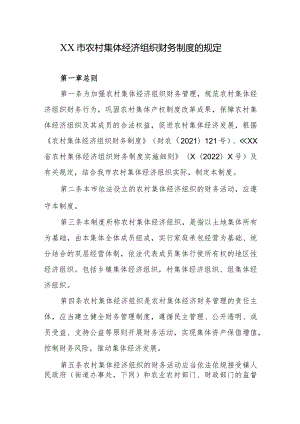 XX市农村集体经济组织财务制度的规定.docx
