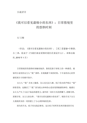 《我可以看见最细小的东西》：日常情境里的恐惧时刻.docx