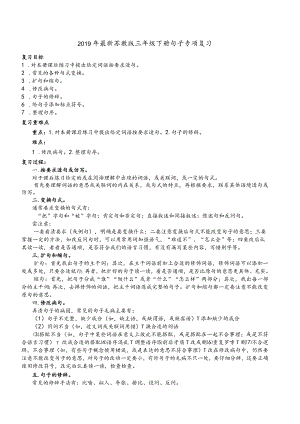 【佳】2019年最新苏教版三年级下册句子专项复习.docx