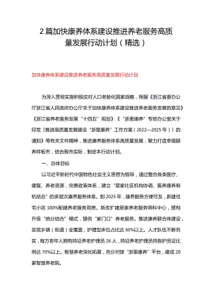 2篇加快康养体系建设推进养老服务高质量发展行动计划（精选）.docx