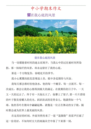 中小学期末作文《留在我心底的风景》范文留在我心底的风景.docx