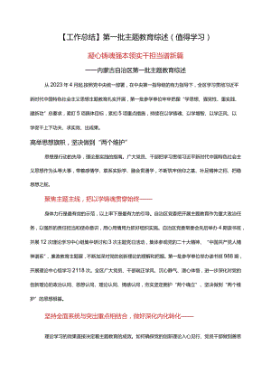 【工作总结】第一批主题教育综述（值得学习）.docx