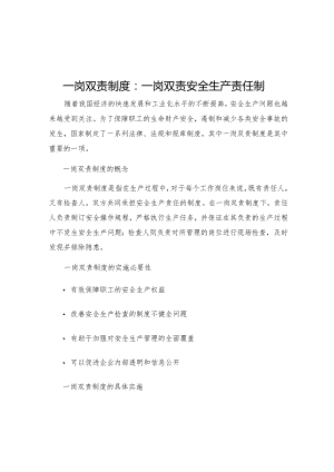 一岗双责制度一岗双责安全生产责任制.docx