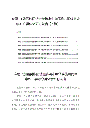 专题“加强民族团结进步铸牢中华民族共同体意识”学习心得体会研讨发言【7篇】.docx