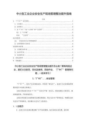 中小型工业企业安全生产现场管理整治提升指南.docx
