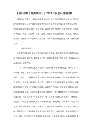 【述职报告】党委领导班子2023年度述职述廉报告.docx