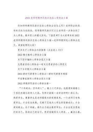 【精品文档】2022教师师德师风培训总结心得体会5篇（整理版）.docx