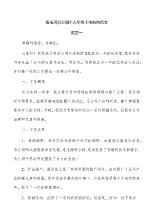 娱乐用品公司个人年终工作总结范文.docx
