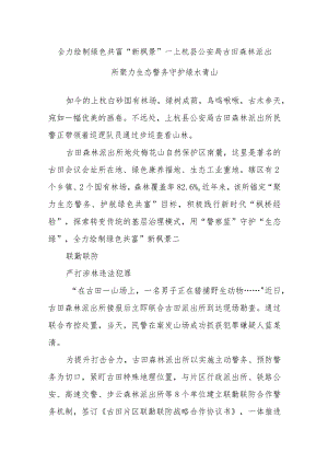 全力绘制绿色共富“新枫景”—上杭县公安局古田森林派出所聚力生态警务守护绿水青山.docx