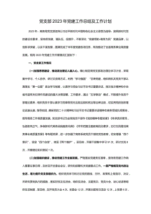 党支部2023年党建工作总结及工作计划.docx