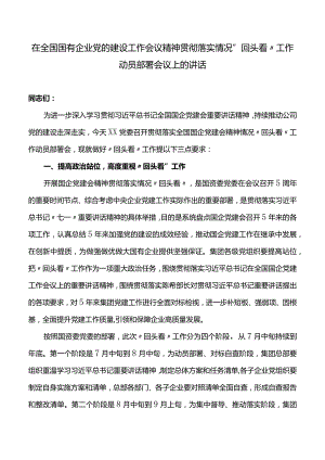 国有企业党的建设工作会议“回头看”材料合集（动员讲话+实施方案+研讨发言）.docx
