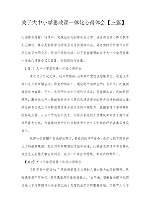 关于大中小学思政课一体化心得体会【三篇】.docx