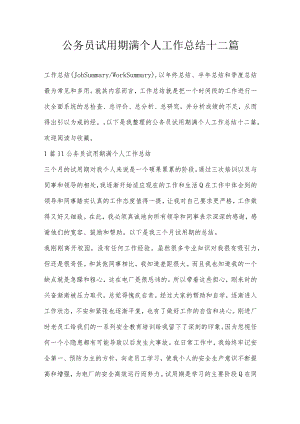 公务员试用期满个人工作总结十二篇.docx