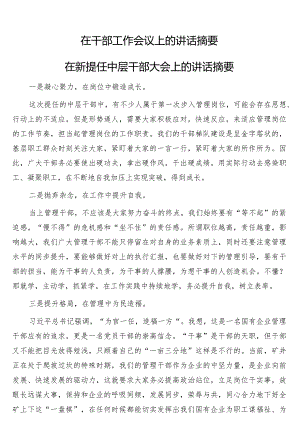 在干部工作会议上的讲话摘要.docx